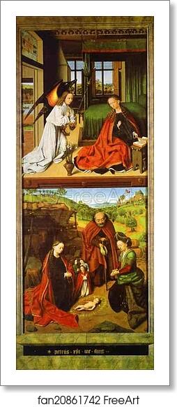 Free art print of The Annunciation and The Nativity by Petrus Christus