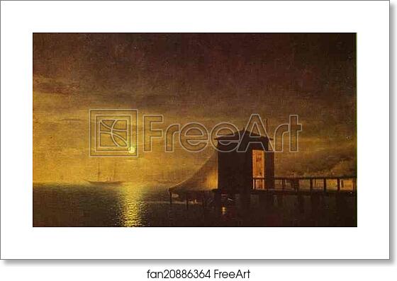 Free art print of Moonlit Night. A Bathing Hut in Feodosia by Ivan Aivazovsky Free art print of Moonlit Night. A Bathing Hut in Feodosia by Ivan Aivazovsky