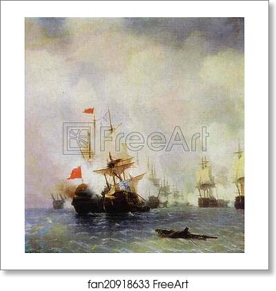 Free art print of The Battle in the Chios Channel by Ivan Aivazovsky