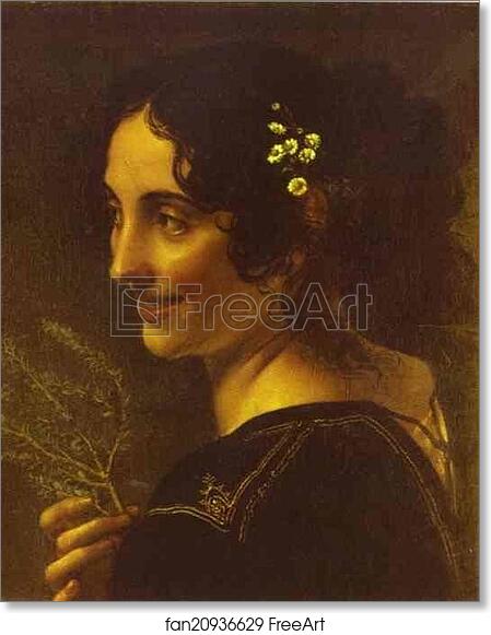 Free art print of A Gipsy with a Branch of Myrtle by Orest Kiprensky