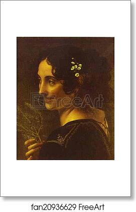 Free art print of A Gipsy with a Branch of Myrtle by Orest Kiprensky