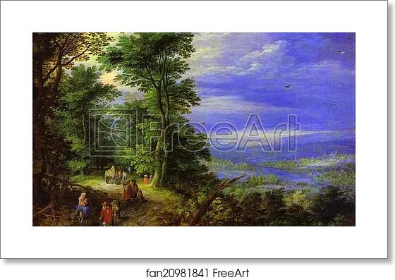 Free art print of Forest's Edge (Flight into Egypt) by Jan Brueghel The Elder