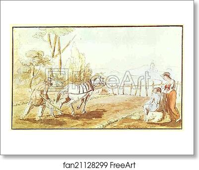 Free art print of Peasant Ploughing by Count Feodor Tolstoy