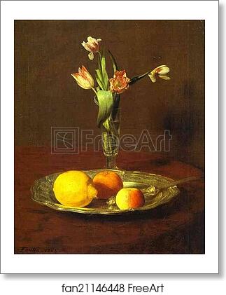 Free art print of Lemons, Apples and Tulips (Citron, pommes et tulipes) by Henri Fantin-Latour