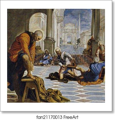 Free art print of Washing of the Feet. Detail by Jacopo Robusti, Called Tintoretto