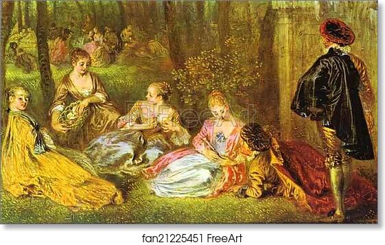 Free art print of Les Champs-Elysées. Detail by Jean-Antoine Watteau