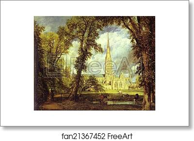 Free art print of Salisbury Cathedral, from the Bishop's Grounds by John Constable
