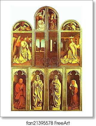 Free art print of The Ghent Altarpiece with altar wings closed by Jan Van Eyck