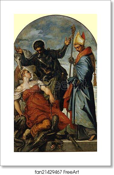 Free art print of Saint George, Saint Louis, and the Princess by Jacopo Robusti, Called Tintoretto