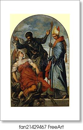 Free art print of Saint George, Saint Louis, and the Princess by Jacopo Robusti, Called Tintoretto
