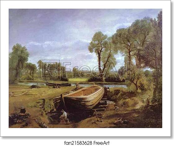 Free art print of Boatbuilding by John Constable Free art print of Boatbuilding by John Constable