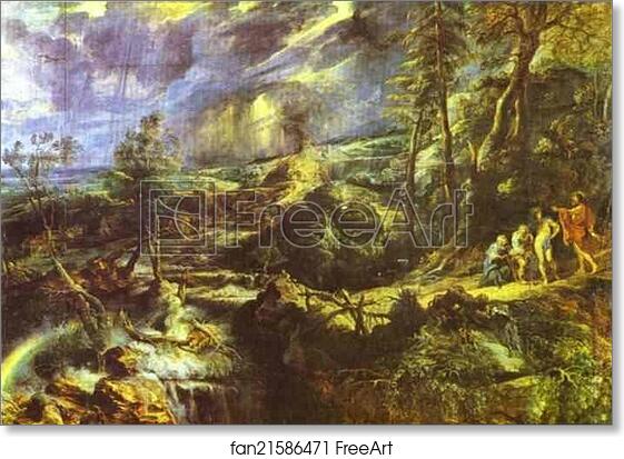 Free art print of Stormy Landscape with Philemon and Baucis by Peter Paul Rubens