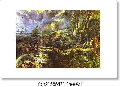 Free art print of Stormy Landscape with Philemon and Baucis by Peter Paul Rubens