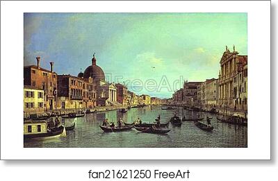 Free art print of Grand Canal: Looking South-West from the Chiesa degli Scalzi to the Fondamenta della Croce, with San Simeone Piccolo by Giovanni Antonio Canale, Called Canaletto