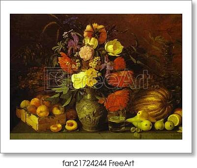 Free art print of Still-Life. Flowers and Fruit by Ivan Khrutsky