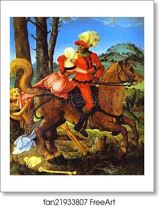 Free art print of The Knight, the Young Girl, and Death by Hans Baldung, Called Grien