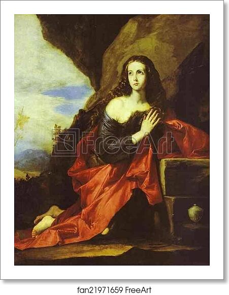 Free art print of The Penitent Magdalen by Jusepe De Ribera