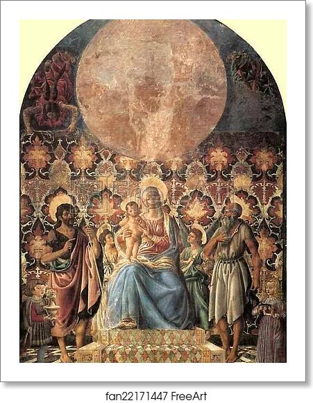 Free art print of Madonna and Child with Angels, SS. John the Baptist and Jerome, and Two Youths from the Pazzi Household by Andrea Del Castagno Free art print of Madonna and Child with Angels, SS. John the Baptist and Jerome, and Two Youths from the Pazzi Household by Andrea Del Castagno
