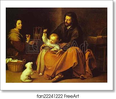 Free art print of The Holy Family with a Little Bird by Bartolomé Esteban Murillo