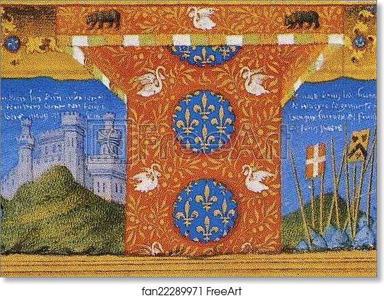 Free art print of Les trÄ�s riches heures du Duc de Berry. January. A New Year's Day Feast including Jean de Berry. Detail by Limbourg Brothers