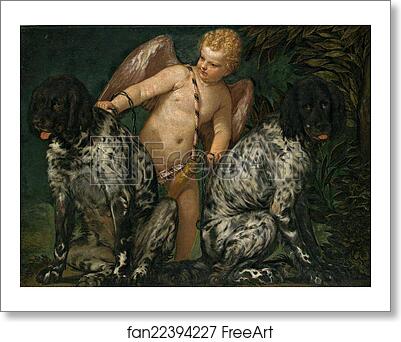 Free art print of Cupid and Two Dogs by Paolo Veronese