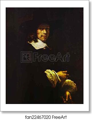 Free art print of Portrait of a Gentleman with a Tall Hat and Gloves by Rembrandt Harmenszoon Van Rijn
