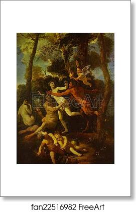 Free art print of Nymph Syrinx Pursued by Pan by Nicolas Poussin Free art print of Nymph Syrinx Pursued by Pan by Nicolas Poussin