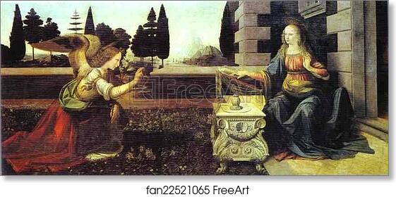Free art print of The Annunciation by Leonardo Da Vinci
