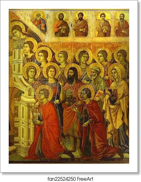Free art print of Maestà (front, central panel, detail of) The Mother of God Enthroned with the Christ Child, amidst Angels and Saints by Duccio Di Buoninsegna Free art print of Maestà (front, central panel, detail of) The Mother of God Enthroned with the Christ Child, amidst Angels and Saints by Duccio Di Buoninsegna