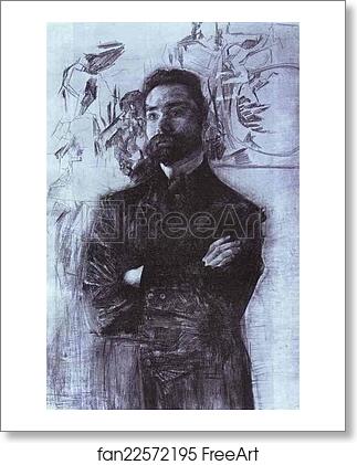 Free art print of Portrait of the Poet Valery Briusov by Mikhail Vrubel