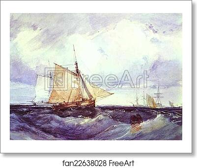 Free art print of A Cutter and Other Shipping in a Breeze by Richard Parkes Bonington