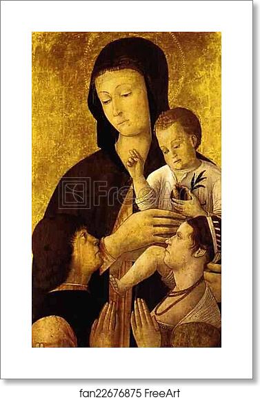 Free art print of Madonna and Child with Donors by Gentile Bellini Free art print of Madonna and Child with Donors by Gentile Bellini