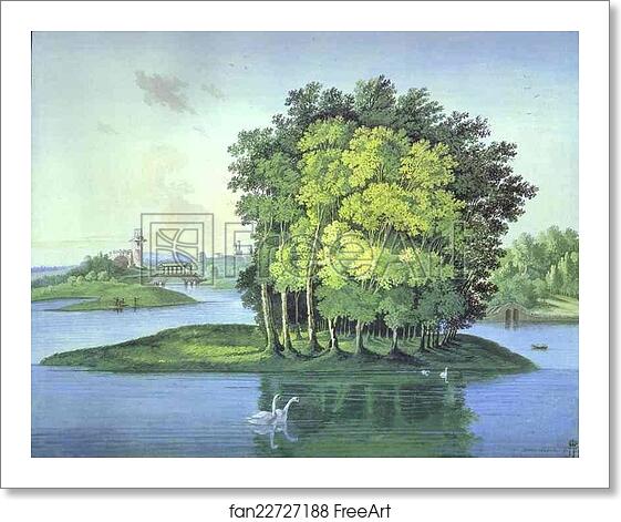 Free art print of View on the Large Pond Island in the Tsarskoselsky Gardens by Semion Shchedrin