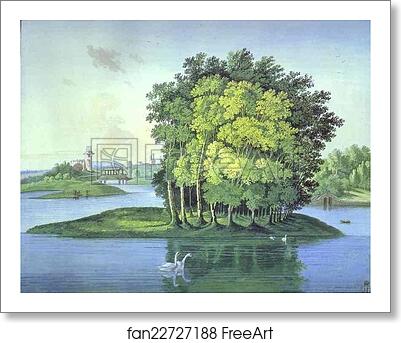 Free art print of View on the Large Pond Island in the Tsarskoselsky Gardens by Semion Shchedrin