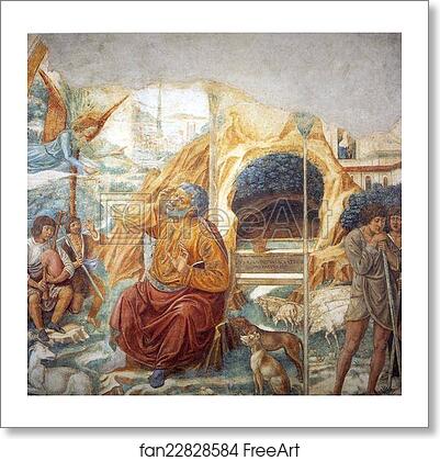 Free art print of Tabernacle of the Visitation: Annunciation to Joachim by Benozzo Gozzoli