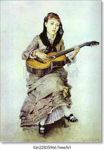 Free art print of Woman With Guitar. Portrait of S.A. Kropotkina, née Charet(?) by Vasily Surikov