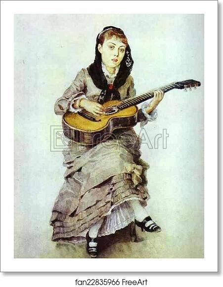 Free art print of Woman With Guitar. Portrait of S.A. Kropotkina, née Charet(?) by Vasily Surikov Free art print of Woman With Guitar. Portrait of S.A. Kropotkina, née Charet(?) by Vasily Surikov