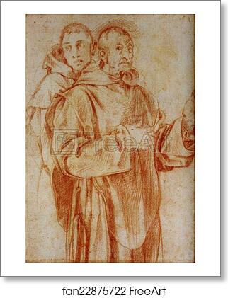 Free art print of Study of Two Carthusian Monks by Jacopo Carrucci, Known As Pontormo
