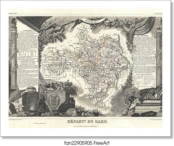 Free art print of Dept. du Gard. by Victor Jules Levasseur