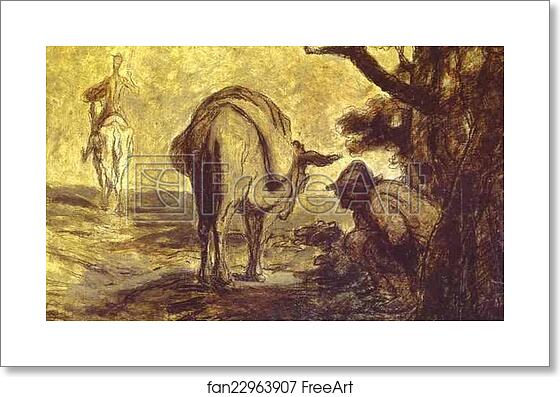 Free art print of Sancho Pansa Going for a Call of Nature by Honoré Daumier Free art print of Sancho Pansa Going for a Call of Nature by Honoré Daumier