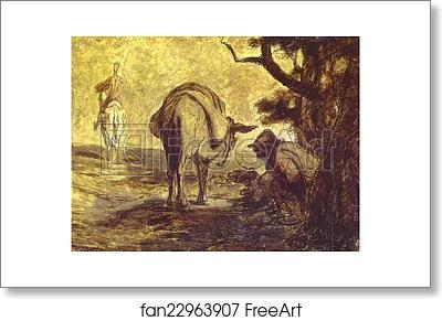 Free art print of Sancho Pansa Going for a Call of Nature by Honoré Daumier