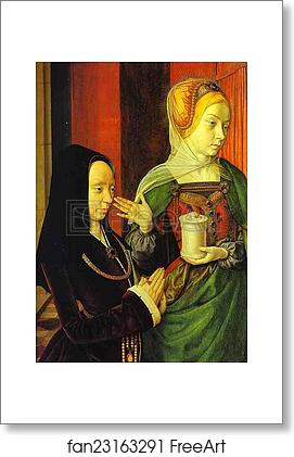 Free art print of Portrait Presumed to be of Madeleine of Burgundy Presented by St. Madeleine by Jean Hey, Master Of Moulins