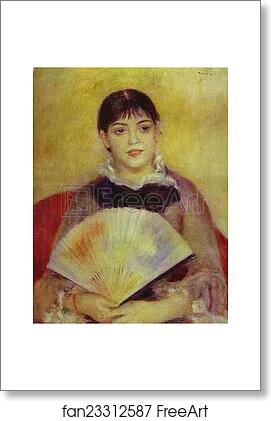 Free art print of Girl with a Fan (Mlle. Alphonsina Fournez) by Pierre-Auguste Renoir