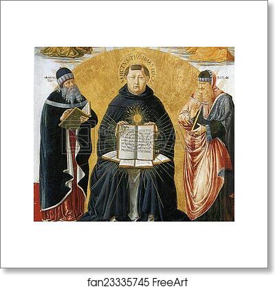 Free art print of Triumph of St. Thomas Aquinas. Detail by Benozzo Gozzoli