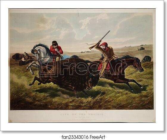 Free art print of Life on the Prairie, The Buffalo Hunt, lithograph by Arthur Fitzwilliam Tait, published by Currier & Ives, 152 Nassau Street, New York, New York. by Currier & Ives Free art print of Life on the Prairie, The Buffalo Hunt, lithograph by Arthur Fitzwilliam Tait, published by Currier & Ives, 152 Nassau Street, New York, New York. by Currier & Ives