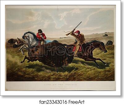 Free art print of Life on the Prairie, The Buffalo Hunt, lithograph by Arthur Fitzwilliam Tait, published by Currier & Ives, 152 Nassau Street, New York, New York. by Currier & Ives Free art print of Life on the Prairie, The Buffalo Hunt, lithograph by Arthur Fitzwilliam Tait, published by Currier & Ives, 152 Nassau Street, New York, New York. by Currier & Ives