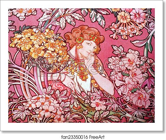 Free art print of Woman Among The Flowers by Alphonse Mucha Free art print of Woman Among The Flowers by Alphonse Mucha