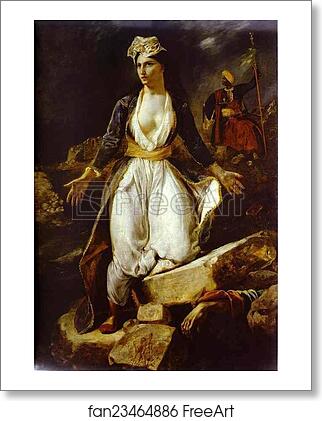 Free art print of Greece on the Ruins of Missolonghi by Eugène Delacroix