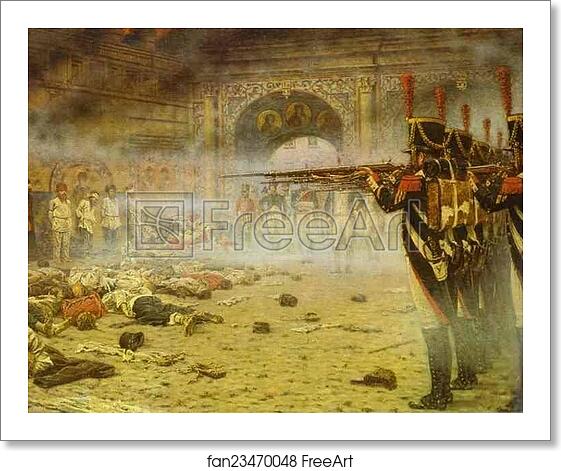 Free art print of In Defeated Moscow ("Arsonists" or "Shooting in the Kremlin") by Vasily Vereshchagin