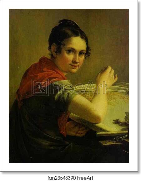 Free art print of Gold-Embroideress by Vasily Tropinin